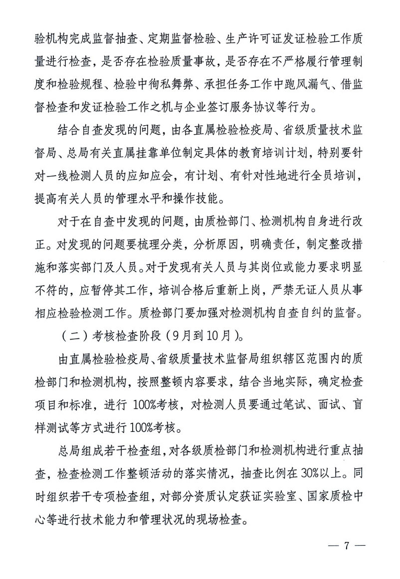 關于印發(fā)《關于在全國質檢系統開展檢測工作整頓的活動方案》的通知
